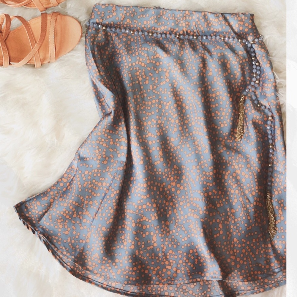 Polka-Dot Satin Mini Skirt